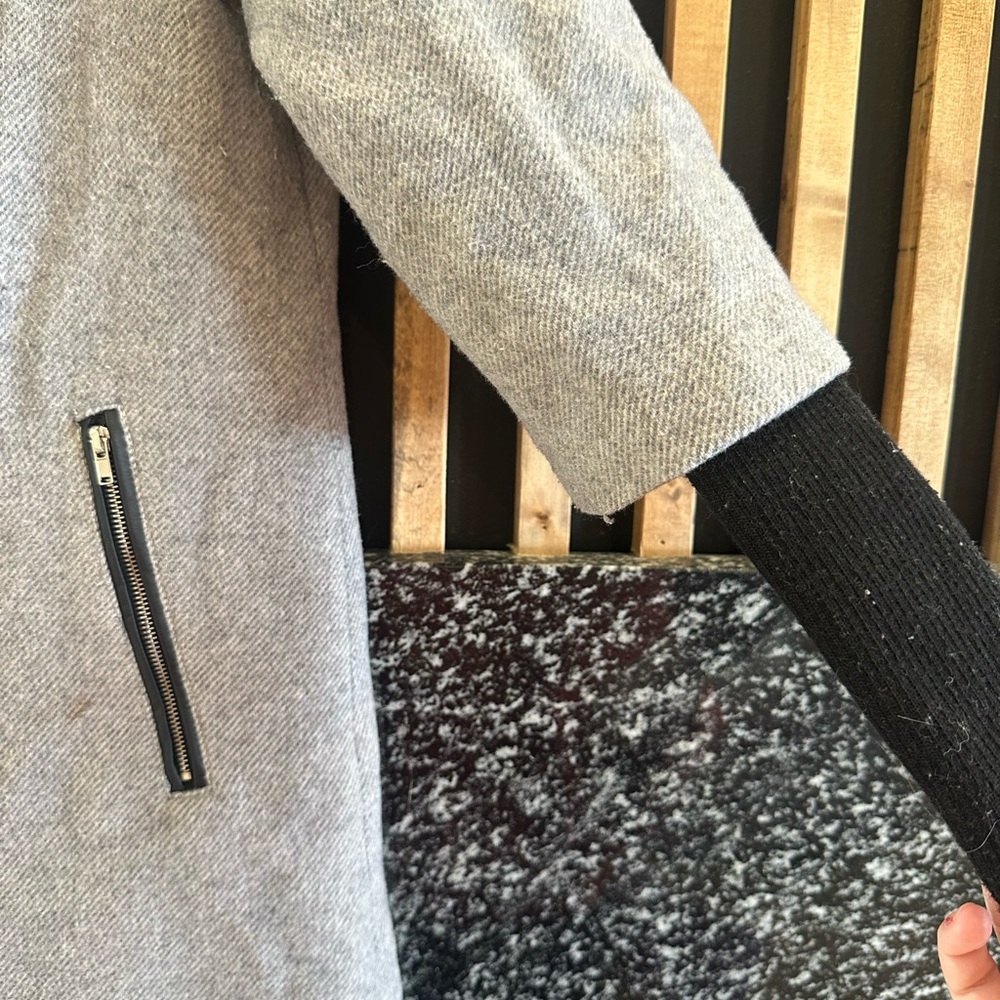 Forever 21 Gray Cape Coat with Black Details - Picture 2 of 5